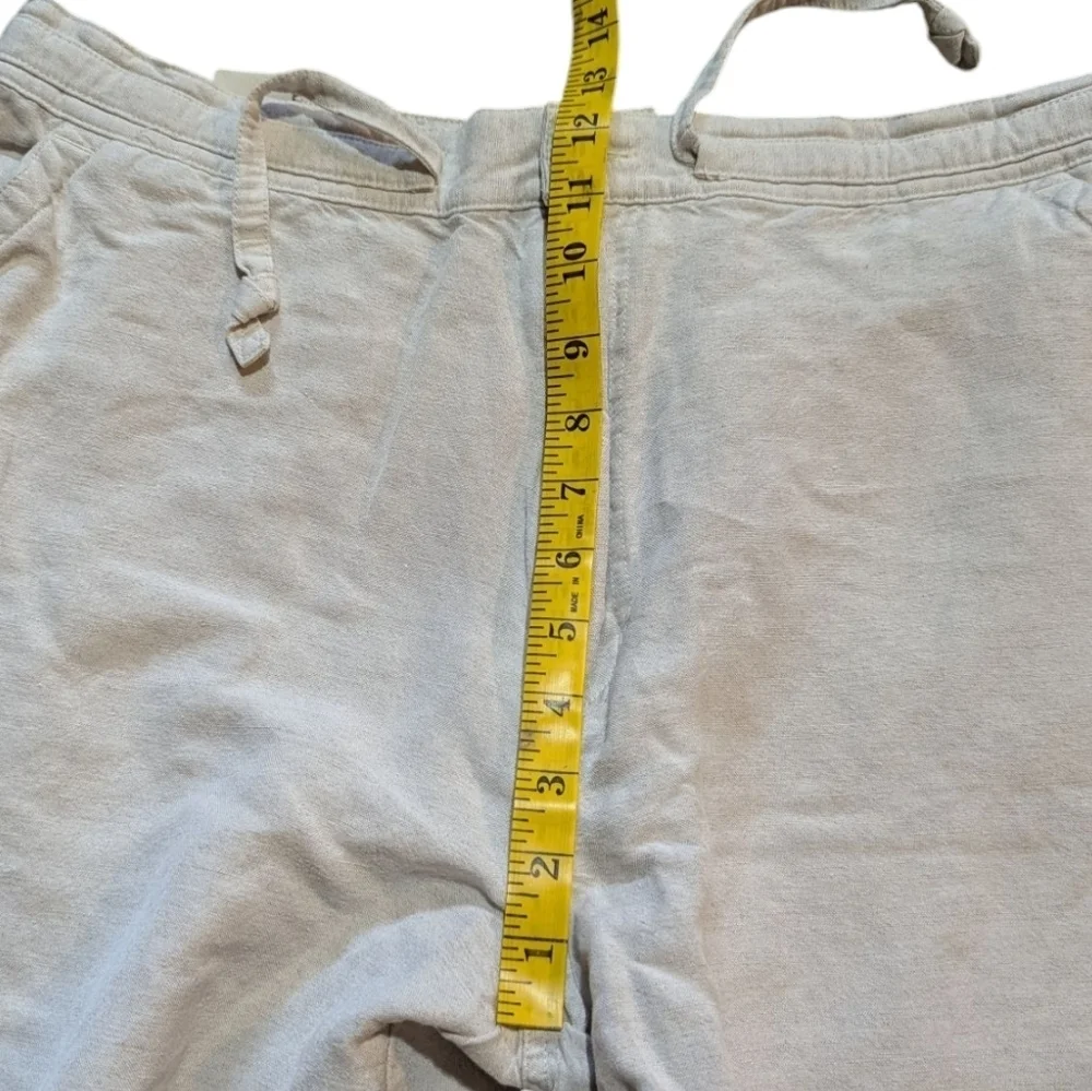 Cubavera Mens Large Linen Beige Straight Leg Drawstring Pant Coastal Preppy